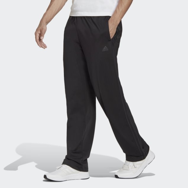 Negro Adidas Pantalones De Chándal Primegreen Con 3 Rayas Y Dobladillo Abierto