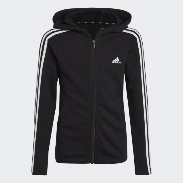 Adidas Sudadera Con Capucha Y Cremallera Completa De 3 Rayas Adidas Negro