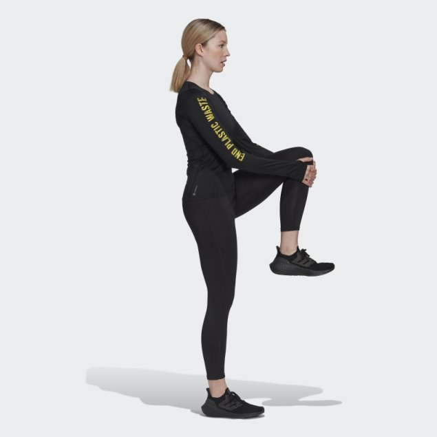 Adidas Camiseta De Manga Larga Con Extremo Negro De Plástico