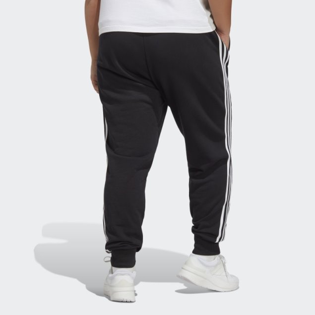 Pantalones Con Puños De Felpa Francesa De 3 Rayas Esenciales (tallas Grandes) Negro Adidas