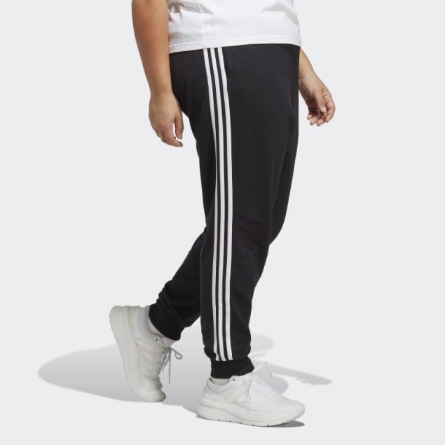 Pantalones Con Puños De Felpa Francesa De 3 Rayas Esenciales (tallas Grandes) Negro Adidas