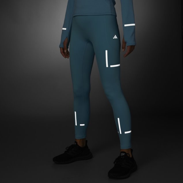 Azul Adidas Fast Impact Reflect At Night X-city Leggings De Running De Longitud Completa