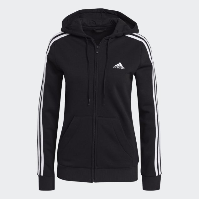 Caliente Adidas Essentials Fleece 3-stripes Full-zip Sudadera Con Capucha Blanco