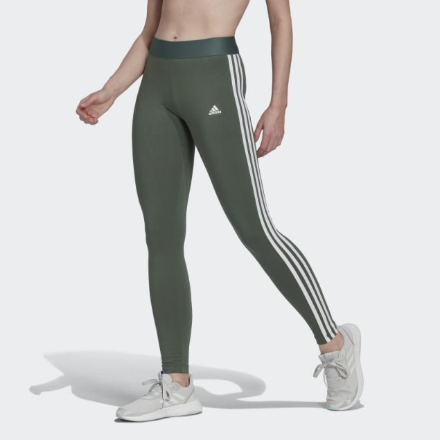 Leggings De 3 Bandas Essentials De Loungewear Verde óxido Adidas