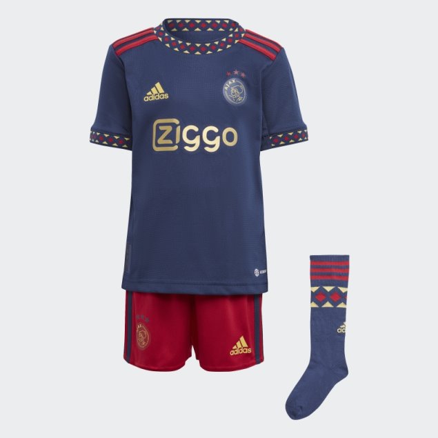 Conjunto Mini Azul Marino Adidas Ajax Amsterdam 22/23 Segunda Equipación
