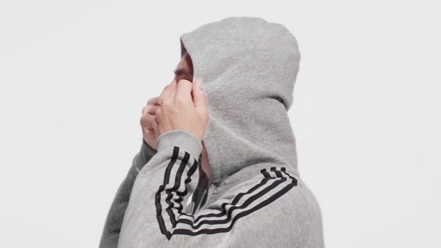 Sudadera Con Capucha Y Cremallera Completa Adidas Essentials Fleece 3 Rayas Gris Medio