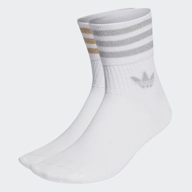 Calcetines Blancos De Corte Medio Con Purpurina 2 Pares Adidas