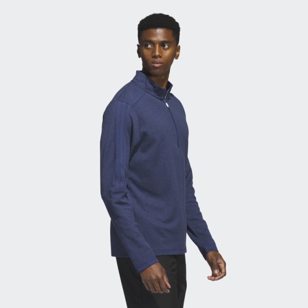 Jersey Con 3 Rayas Y Un Cuarto De Cremallera Azul Marino Adidas