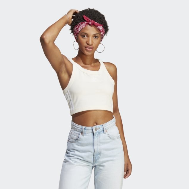 Camiseta Sin Mangas Corta Adidas Adicolor Classics 3-stripes Blanco