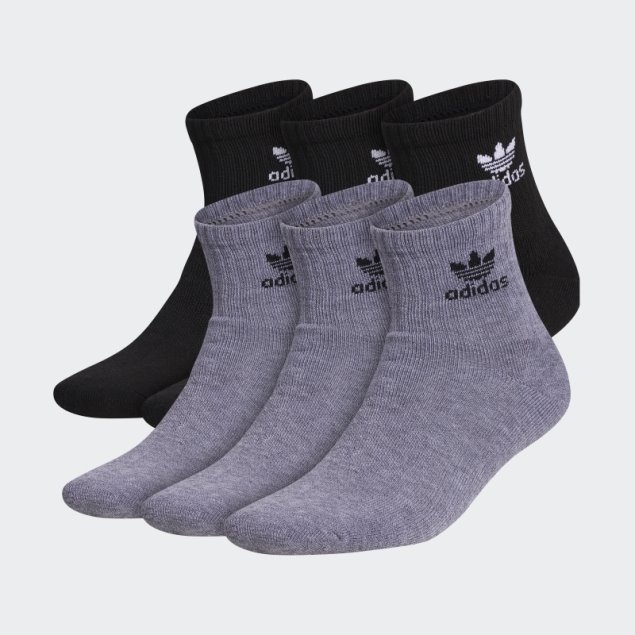 Calcetines Adidas Trefoil Quarter 6 Pares Gris Medio