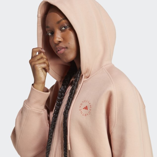 Adidas By Stella Mccartney Sudadera Con Capucha Corta De Moda Almendra Suave