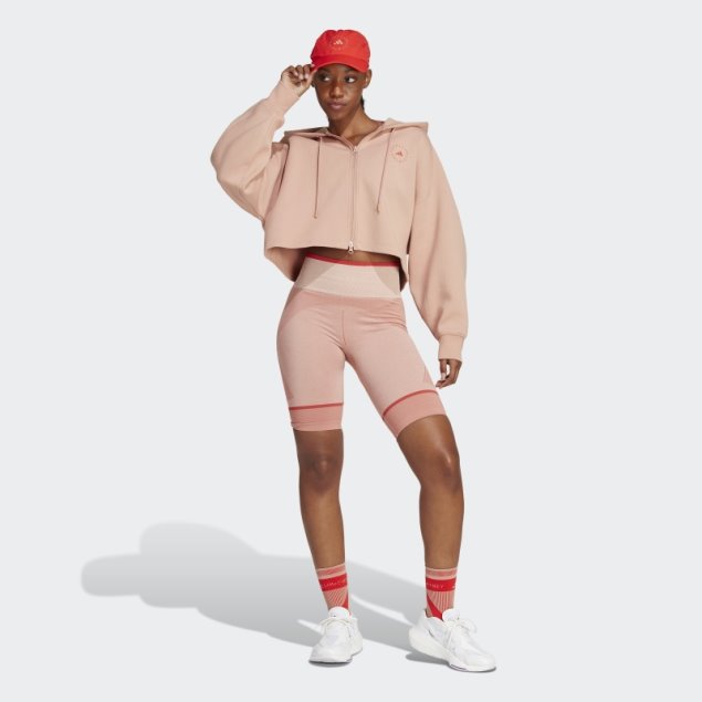 Adidas By Stella Mccartney Sudadera Con Capucha Corta De Moda Almendra Suave