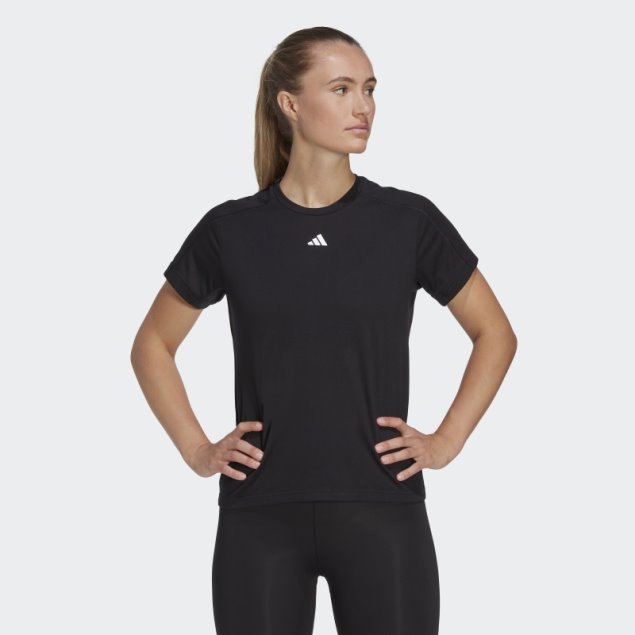 Aeroready Train Essentials Minimal Branding Camiseta Con Cuello Redondo Negro Adidas