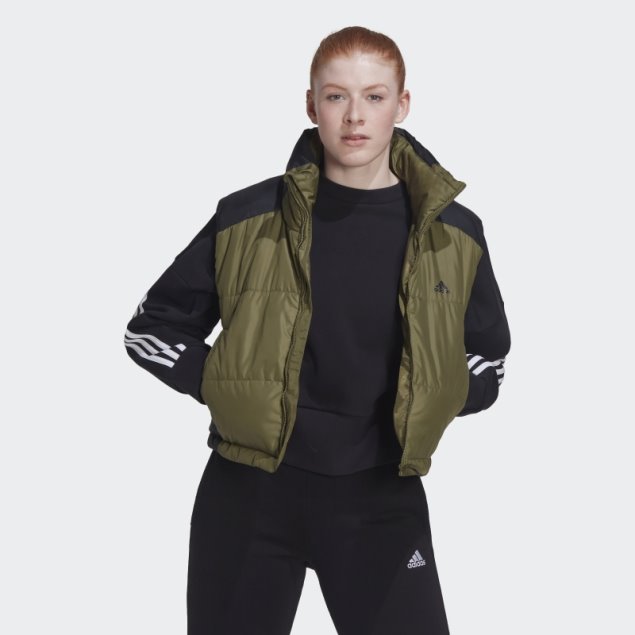 Chaleco Con Aislamiento De 3 Rayas Verde Oliva Adidas