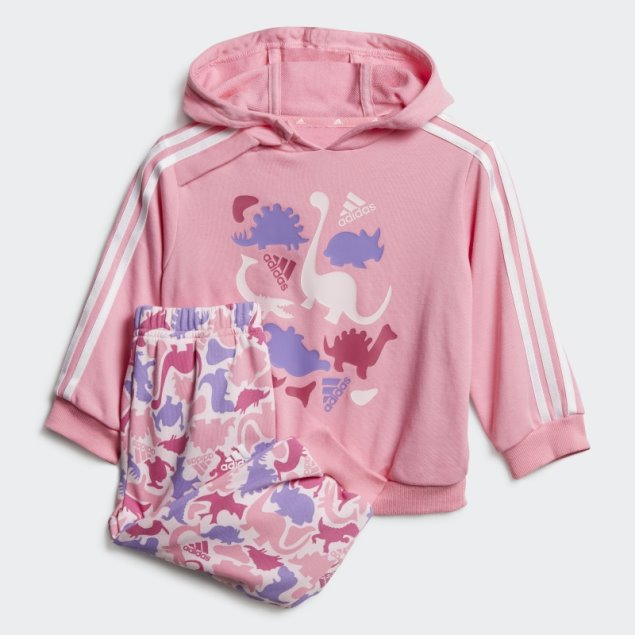 Conjunto De Joggers De Felpa Francesa Con Estampado De Camuflaje Dino De Adidas Rosa