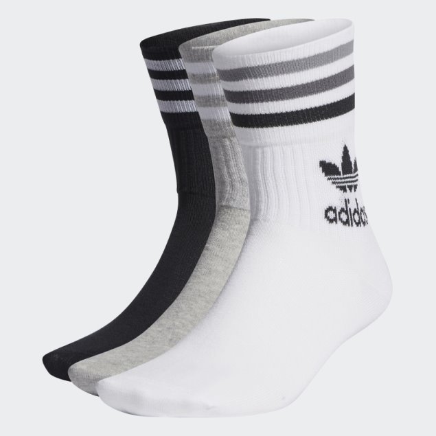 Calcetines Adidas Mid-cut Crew - 3 Pares Gris Medio