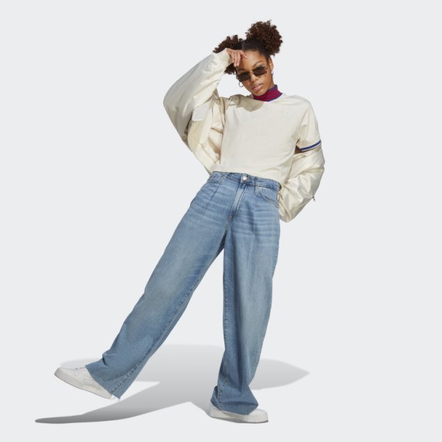 Adidas Camiseta Corta Blanca Con Cuello Acanalado Mel