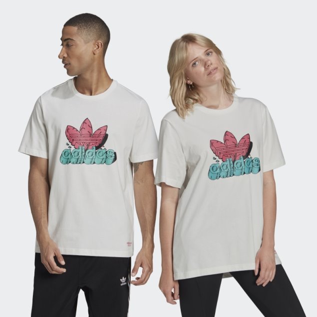 Camiseta Divertida De Dino (género Neutro) Adidas Blanca