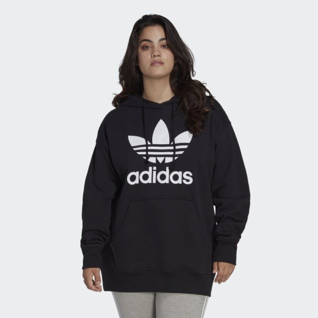 Sudadera Con Capucha Trefoil (tallas Grandes) Adidas Negro
