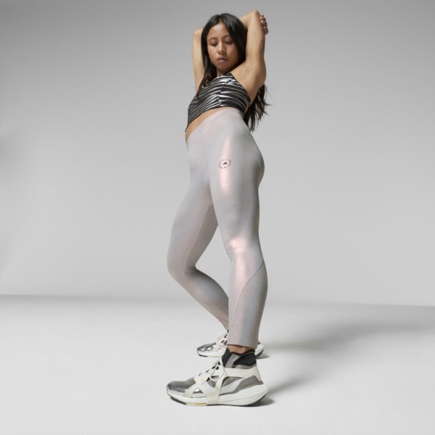 Adidas By Stella Mccartney Leggings De Entrenamiento Brillantes Caliente Brumoso Rosa