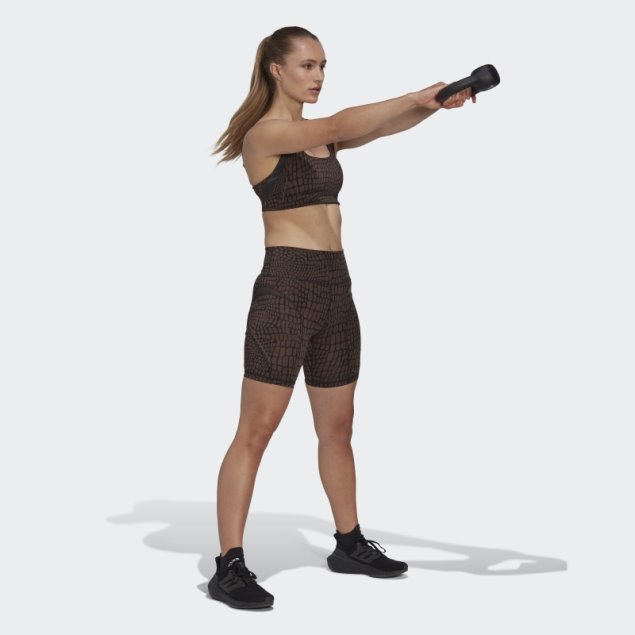 Sujetador Deportivo Powerimpact Luxe De Soporte Medio Con Estampado Hiit Marrón Adidas