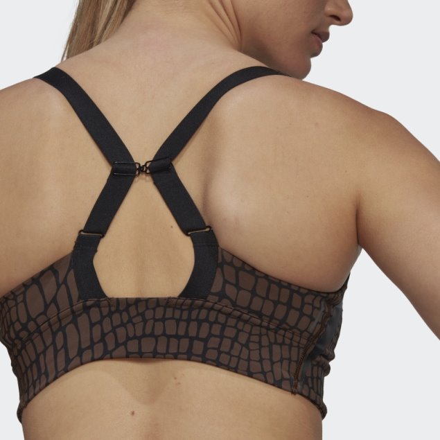 Sujetador Deportivo Powerimpact Luxe De Soporte Medio Con Estampado Hiit Marrón Adidas