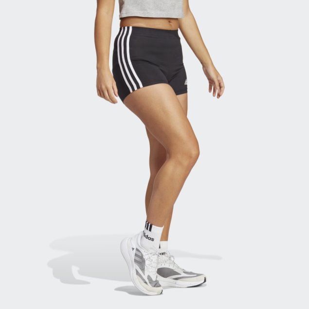 Adidas Shorts De Punto Liso Con 3 Rayas Black Essentials Adidas