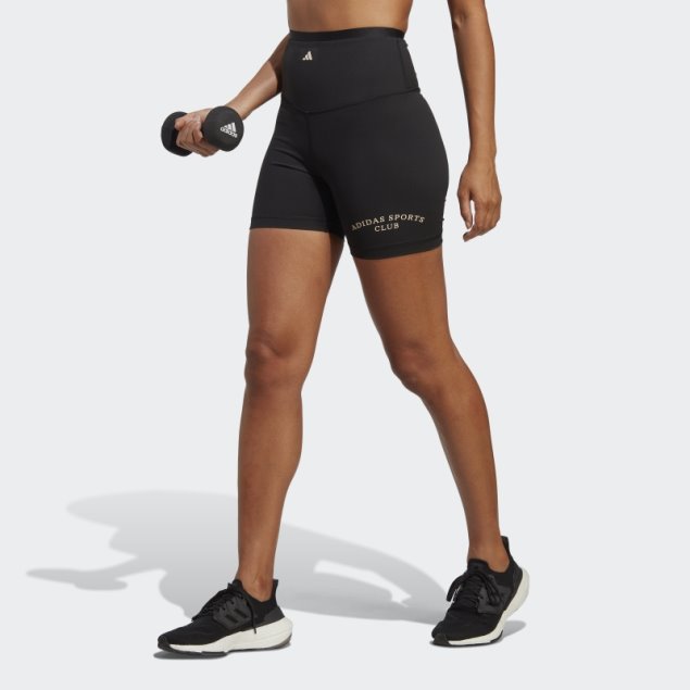 Negro Adidas Sports Club Shorts De Cintura Alta Leggins