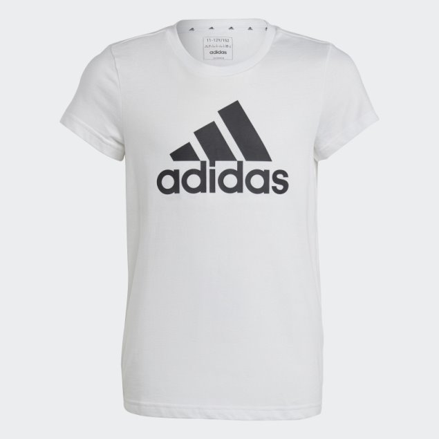 Camiseta Adidas Essentials De Algodón Con Logo Grande Blanca