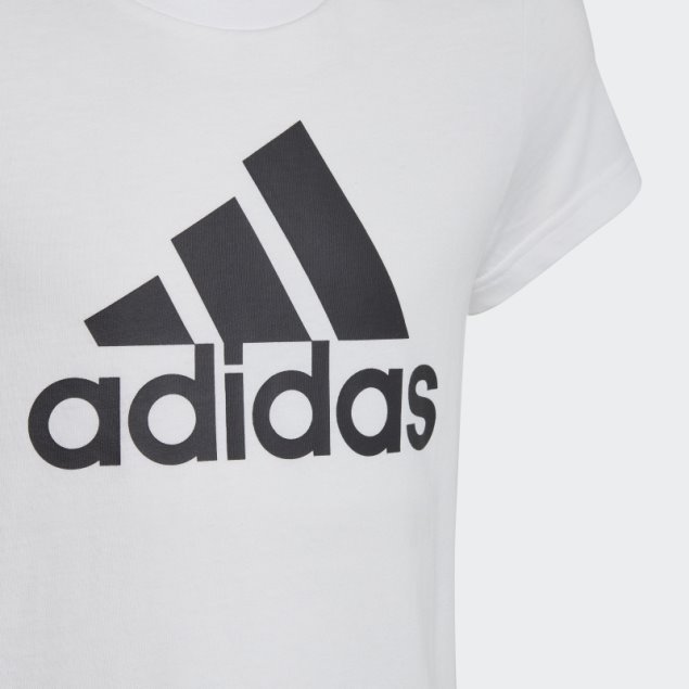 Camiseta Adidas Essentials De Algodón Con Logo Grande Blanca