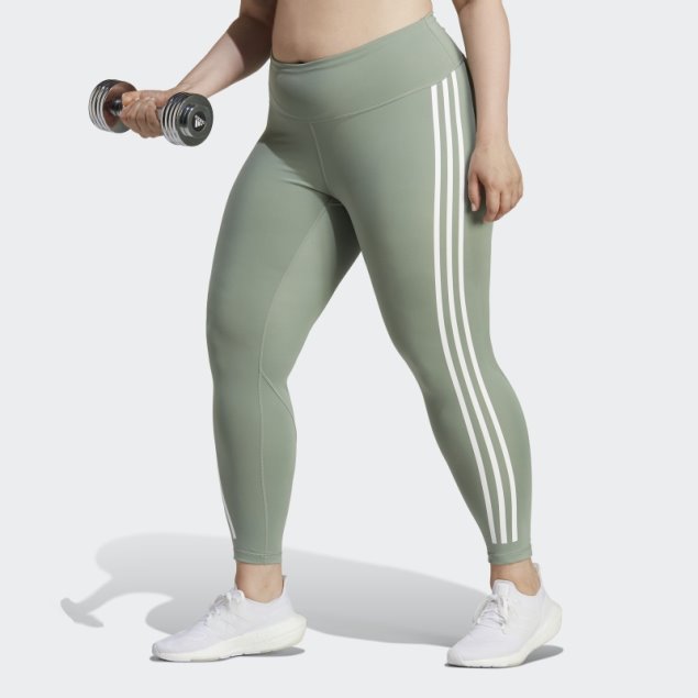 Leggings 7/8 De 3 Rayas De Optime Trainicons (talla Grande) Adidas Plateado Verde