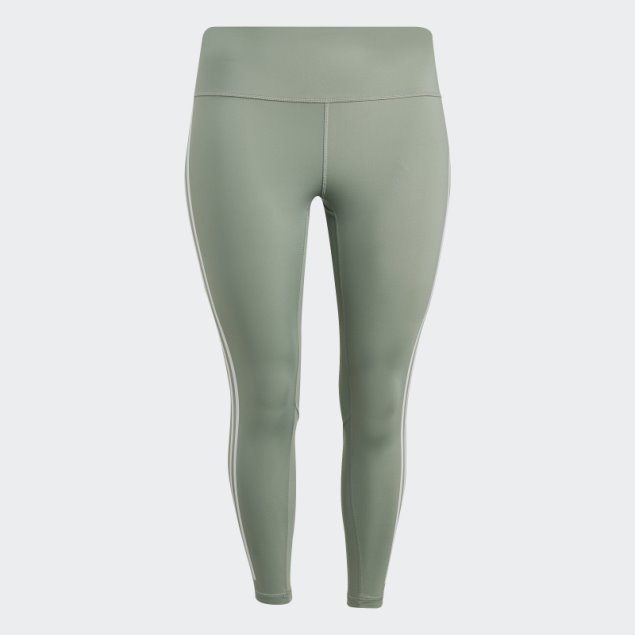 Leggings 7/8 De 3 Rayas De Optime Trainicons Verde Plateado (talla Grande) Adidas