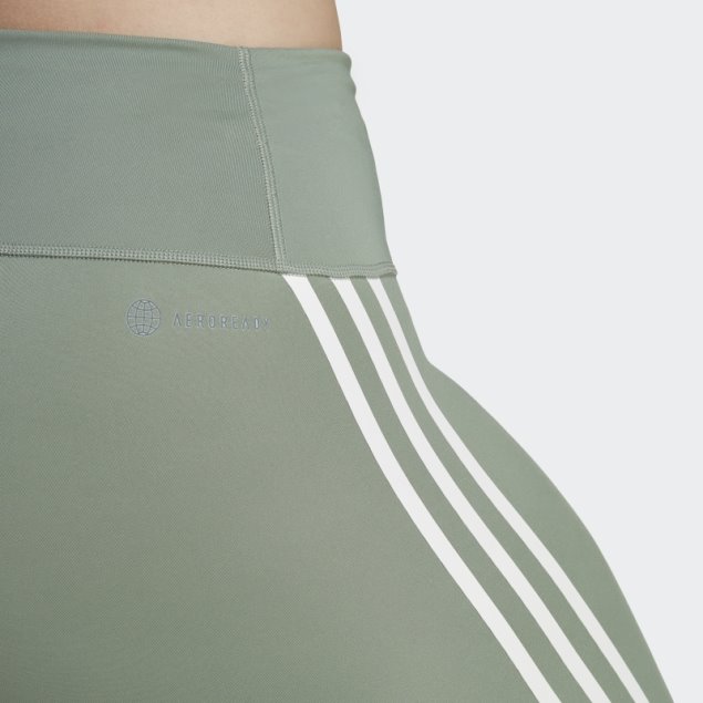 Leggings 7/8 De 3 Rayas De Optime Trainicons Verde Plateado (talla Grande) Adidas