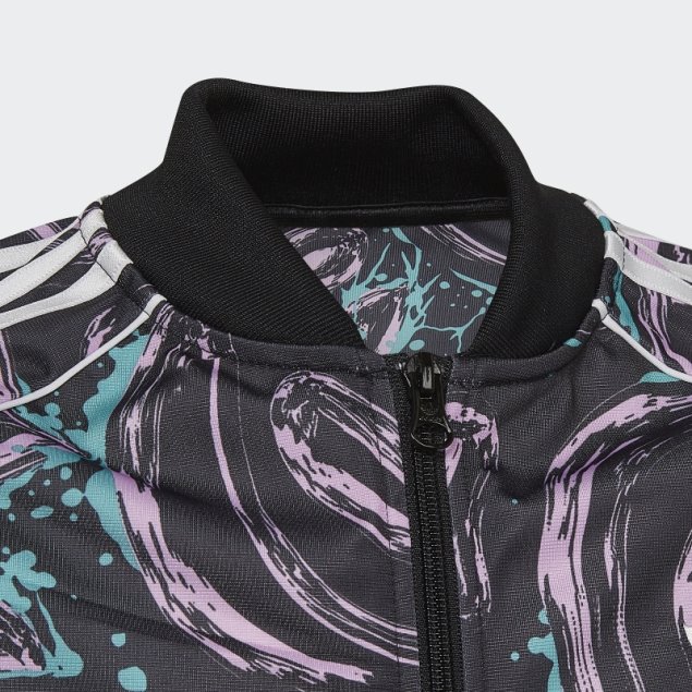 Chaqueta De Chándal Negra Con Estampado Allover Sst De Adidas