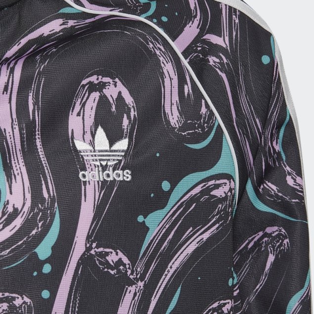 Chaqueta De Chándal Negra Con Estampado Allover Sst De Adidas