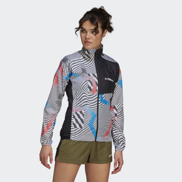 Chaqueta Cortavientos Estampada Terrex Trail Running Adidas Blanca