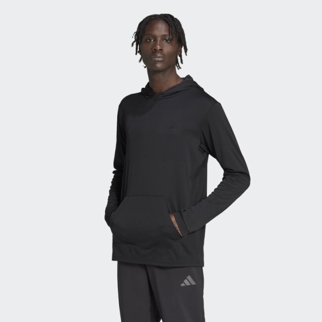 Sudadera Con Capucha De Manga Larga De Entrenamiento Black Train Essentials Made To Be Remade Adidas