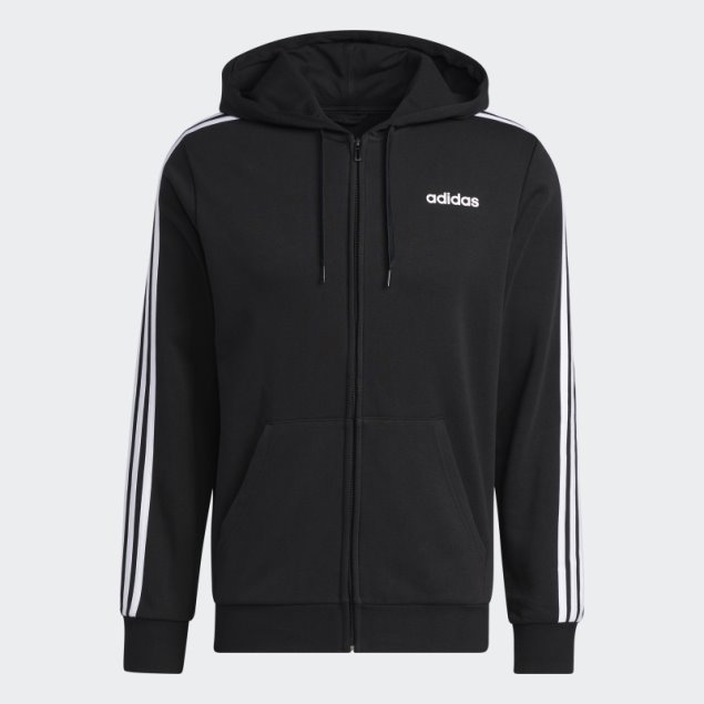 Adidas Sudadera Con Capucha Y 3 Rayas Essentials Negro