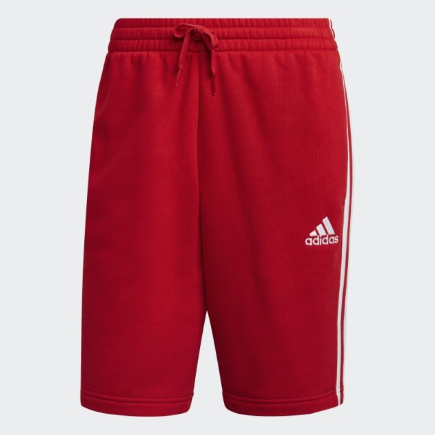 Pantalón Corto Adidas Essentials Fleece 3 Rayas Escarlata
