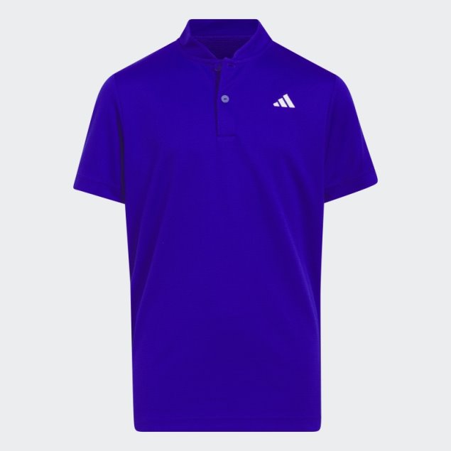 Polo Azul Con Cuello Deportivo Adidas
