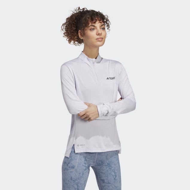 Adidas Terrex Camiseta De Manga Larga Con Media Cremallera Multicolor Amanecer Plateado