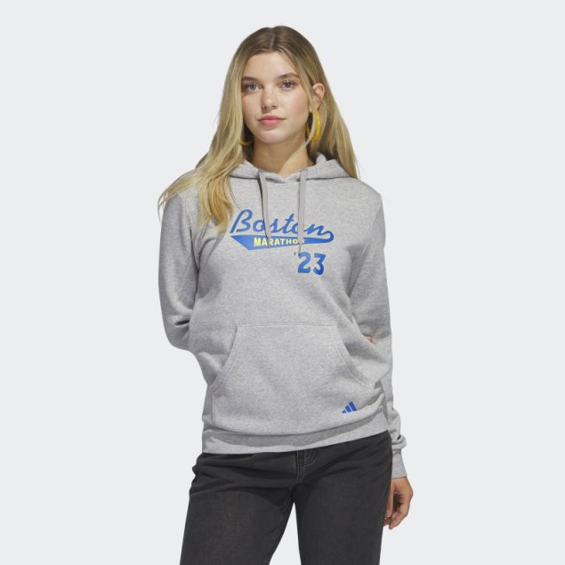 Boston Marathon 2023 Classic Graphic Sudadera Con Capucha Gris Medio Adidas