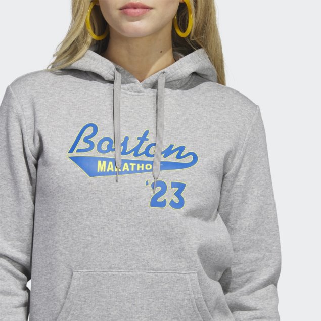 Boston Marathon 2023 Classic Graphic Sudadera Con Capucha Gris Medio Adidas