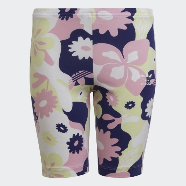 Adidas Allover Flower Print Shorts De Ciclismo Blanco