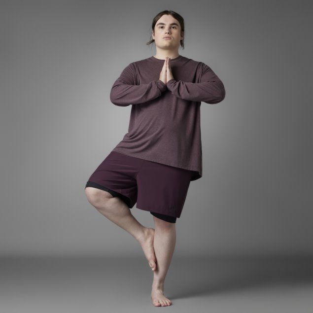 Pantalones Cortos 2 En 1 Granate Adidas Authentic Balance Yoga