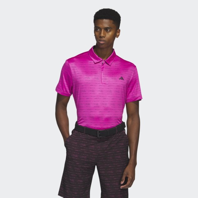 Polo De Golf A Rayas Con Cremallera Fucsia Adidas