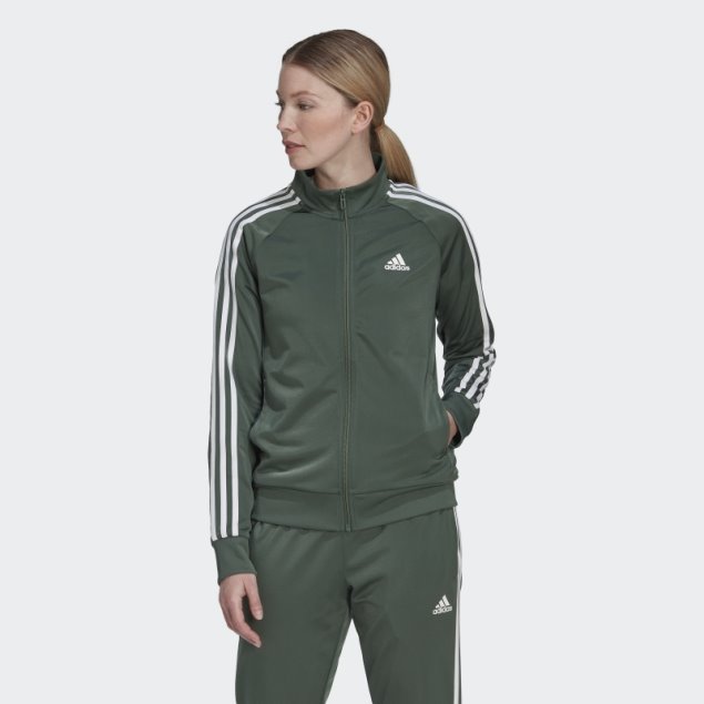 Chaqueta De Chándal Primegreen Essentials Warm-up Slim 3 Rayas Verde óxido Adidas