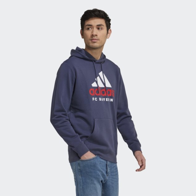 Azul Marino Adidas Fc Bayern Dna Sudadera Con Capucha Gráfica