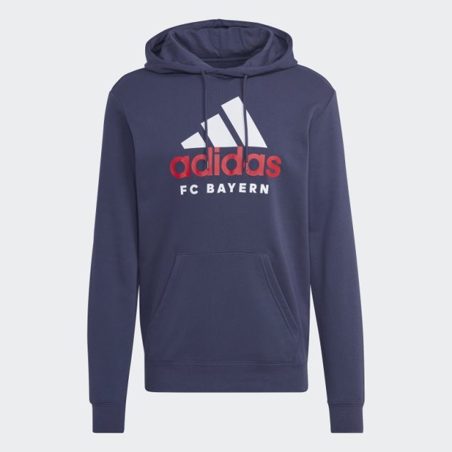 Azul Marino Adidas Fc Bayern Dna Sudadera Con Capucha Gráfica
