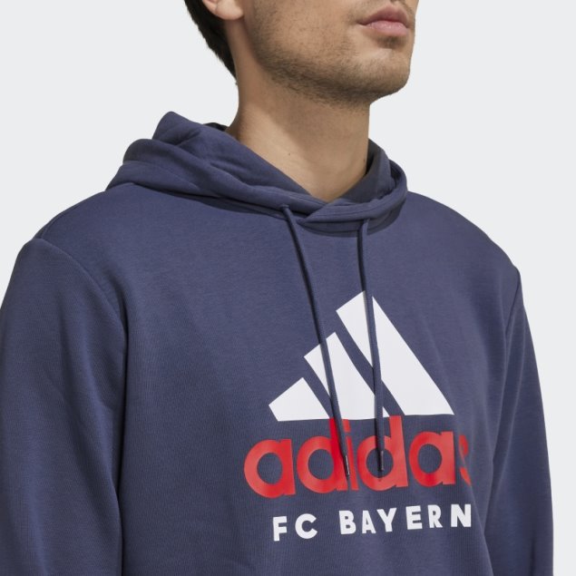 Azul Marino Adidas Fc Bayern Dna Sudadera Con Capucha Gráfica
